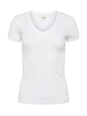 L'AGENCE Women's White Becca Cotton V-Neck Short Sleeve Tee Med New